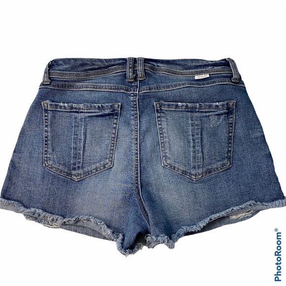 High rise button fly distressed jean shirt Size 11 - Picture 2 of 6